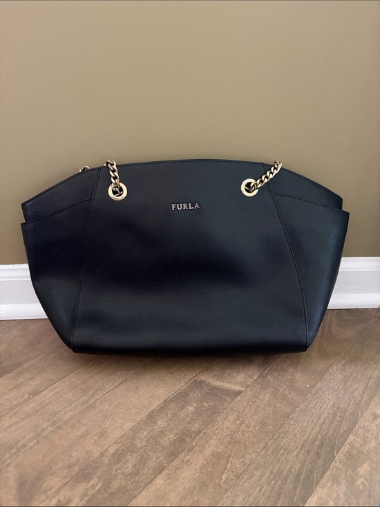 Furla Handbags - FURLA Julia Tulip Black Saffiano Leather Tote